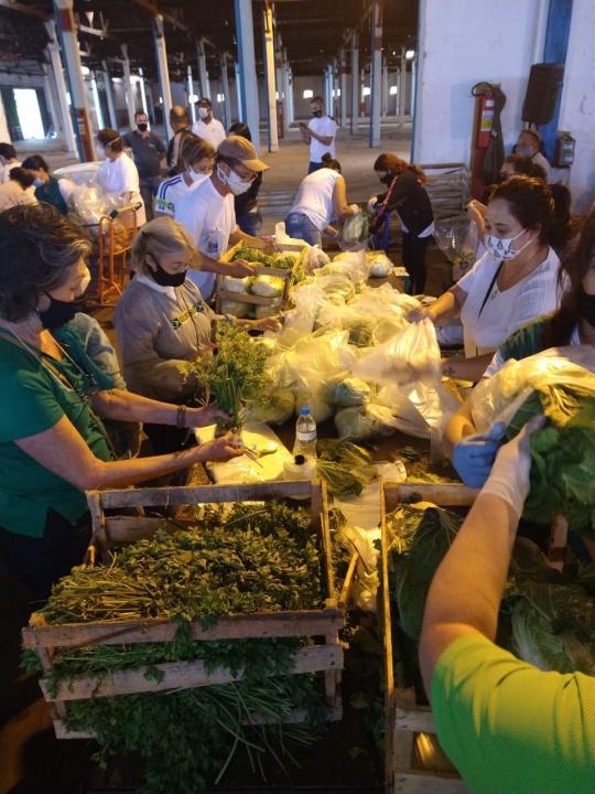 Foto 11 de 15 — Voluntários começam a separação de alimentos; entenda como será a distribuição